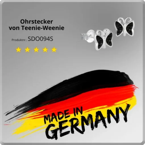 Teenie-Weenie Kinder Ohrringe Schmetterling Zirkonia schwarz 925er SDO094S
