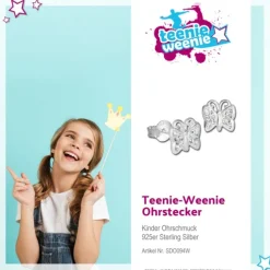 Teenie-Weenie Kinder Ohrringe Schmetterling Zirkonia weiß 925er SDO094W