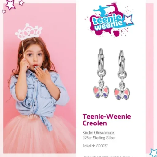 Teenie-Weenie Kinder Ohrring Creole Schmetterling Silber SDO077