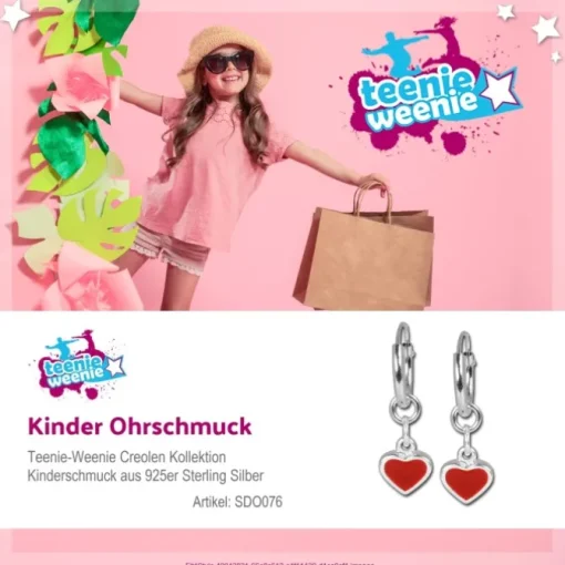 Teenie-Weenie Kinder Ohrring Creole Herz 925 Silber SDO076