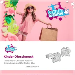 Teenie-Weenie Kinder Ohrringe Schmetterling Zirkonia weiß 925er SDO094W
