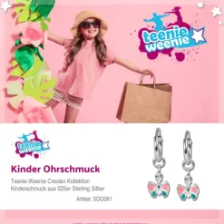 Teenie-Weenie Kinder Ohrring Creole Schmetterling Silber SDO081