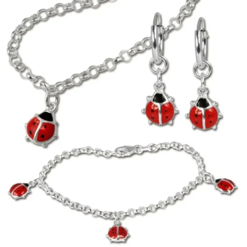 Teenie-Weenie Kinder Schmuck Set 925 Silber Marienkäfer SDS15