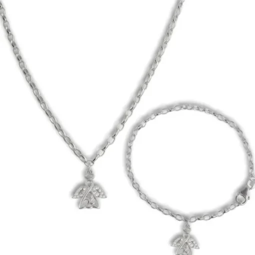 Teenie-Weenie Kinder Schmuck Set Engel Zirkonia weiß 925 Silber SDS19W