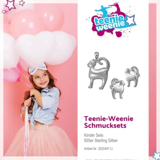Teenie-Weenie Kinder Schmuck Set 925 Silber Kätzchen SDS4911J
