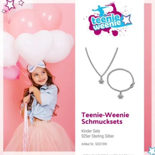 Teenie-Weenie Kinder Schmuck Set Engel Zirkonia weiß 925 Silber SDS19W