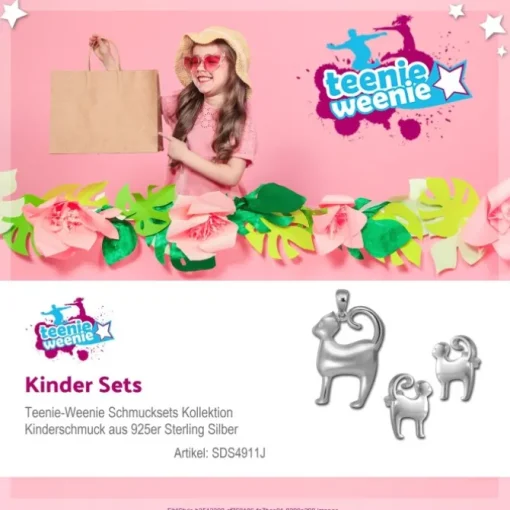 Teenie-Weenie Kinder Schmuck Set 925 Silber Kätzchen SDS4911J