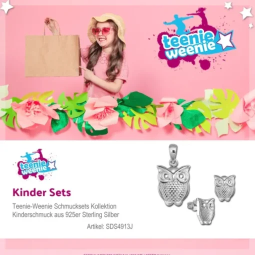 Teenie-Weenie Kinder Schmuck Set 925 Silber Eule SDS4913J