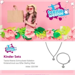 Teenie-Weenie Kinder Schmuck Set Engel Zirkonia weiß 925 Silber SDS19W