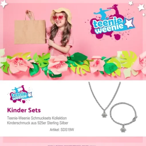 Teenie-Weenie Kinder Schmuck Set Engel Zirkonia weiß 925 Silber SDS19W