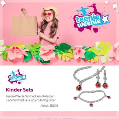 Teenie-Weenie Kinder Schmuck Set 925 Silber Marienkäfer SDS15