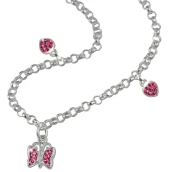 Teenie-Weenie Kinder-Kette Schmetterling/Herzen Zirkonia 925 Silber SDK01838