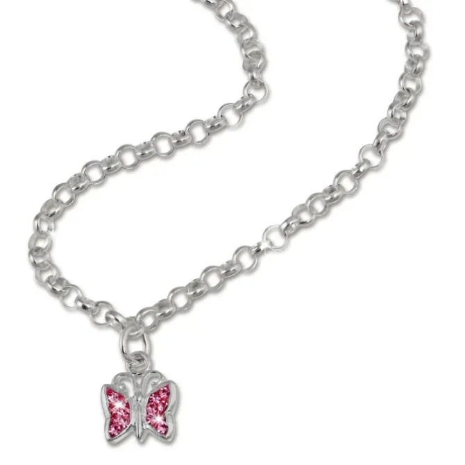 Teenie-Weenie Kinder-Kette Schmetterling Zirkonia 925 Silber SDK01538