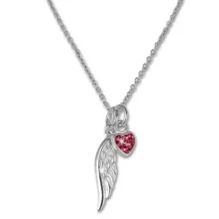 Teenie-Weenie Kinderkette Flügel-Herz Zirkonia pink 925 Silber SDK01738