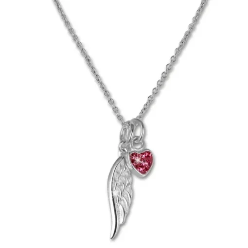 Teenie-Weenie Kinderkette Flügel-Herz Zirkonia pink 925 Silber SDK01738