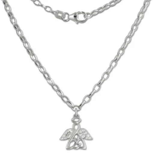 Teenie-Weenie Kinder-Kette Engel Zirkonia weiß 925 Silber SDK01638