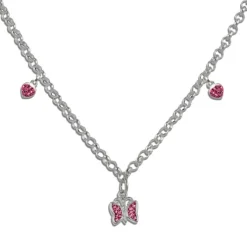 Teenie-Weenie Kinder-Kette Schmetterling/Herzen Zirkonia 925 Silber SDK01838
