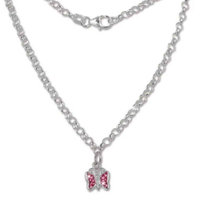 Teenie-Weenie Kinder-Kette Schmetterling Zirkonia 925 Silber SDK01538