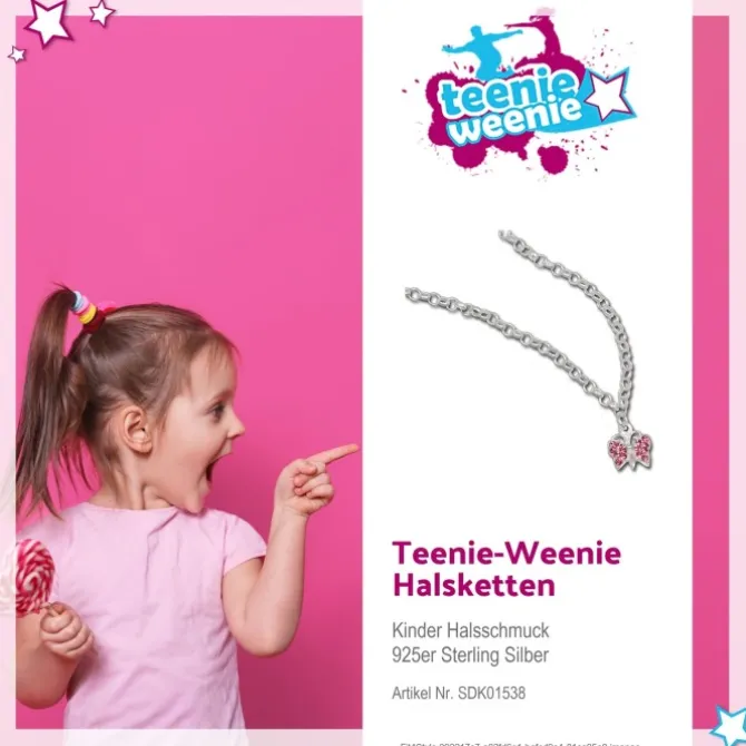 Teenie-Weenie Kinder-Kette Schmetterling Zirkonia 925 Silber SDK01538