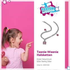 Teenie-Weenie Kinder-Kette Schmetterling/Herzen Zirkonia 925 Silber SDK01838