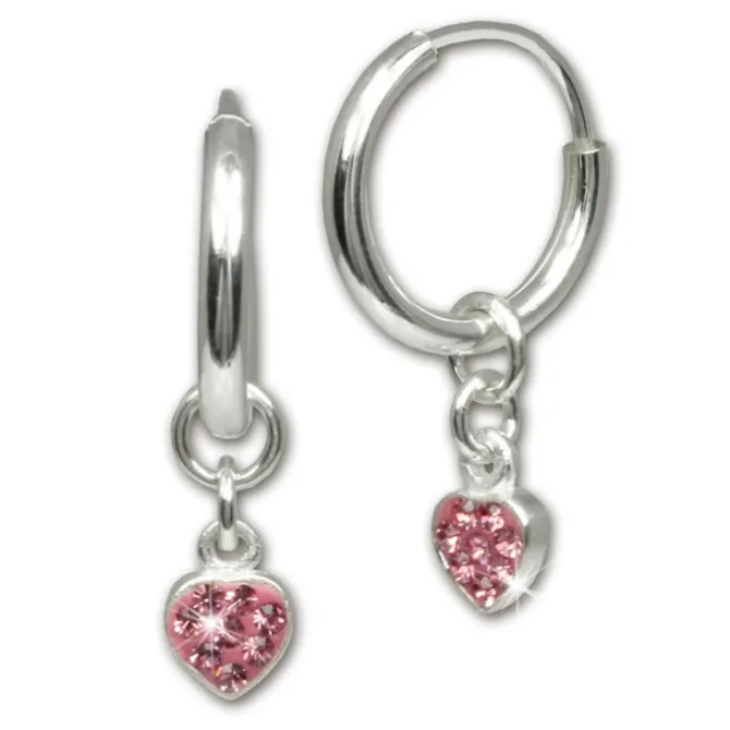 Teenie-Weenie Kinderohrring Creole Herz Zirkonia rosa 925 Silber SDO091A