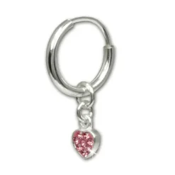 Teenie-Weenie Kinderohrring Creole Herz Zirkonia rosa 925 Silber SDO091A