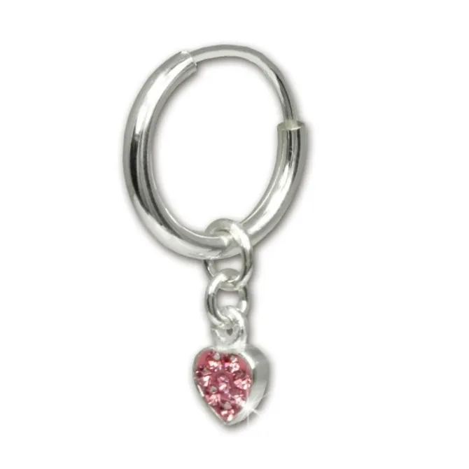 Teenie-Weenie Kinderohrring Creole Herz Zirkonia rosa 925 Silber SDO091A