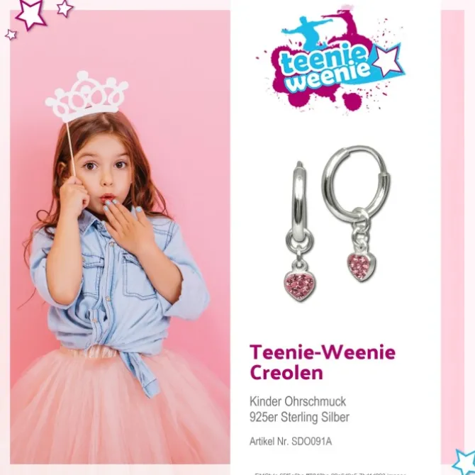 Teenie-Weenie Kinderohrring Creole Herz Zirkonia rosa 925 Silber SDO091A