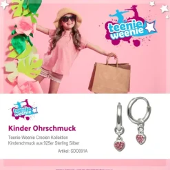 Teenie-Weenie Kinderohrring Creole Herz Zirkonia rosa 925 Silber SDO091A