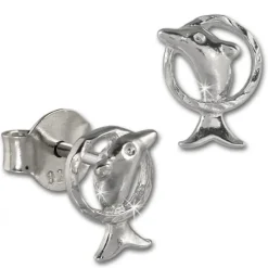Teenie-Weenie Ohrstecker Delfin 925 Sterling Silber Kinder Ohrringe SDO411