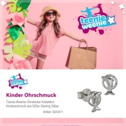 Teenie-Weenie Ohrstecker Delfin 925 Sterling Silber Kinder Ohrringe SDO411