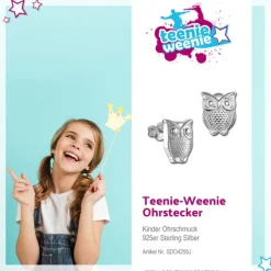 Teenie-Weenie Ohrstecker Eule 925er Silber Kinder, Damen Ohrring SDO4295J