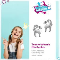 Teenie-Weenie Ohrstecker Katze 925er Silber Kinder, Damen Ohrring SDO4294J