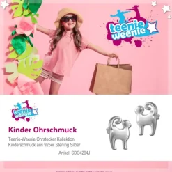 Teenie-Weenie Ohrstecker Katze 925er Silber Kinder, Damen Ohrring SDO4294J