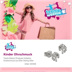 Teenie-Weenie Ohrstecker Kleeblatt 925er Silber Damen Ohrringe SDO406