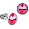 Teenie-Weenie Ohrstecker Logo Print Cupcake Kinder Ohrring 925 Silber SDO85134