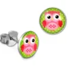 Teenie-Weenie Ohrstecker Logo Print Eule rosa Kinder Ohrring 925 Silber SDO85135