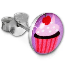 Teenie-Weenie Ohrstecker Logo Print Cupcake Kinder Ohrring 925 Silber SDO85134
