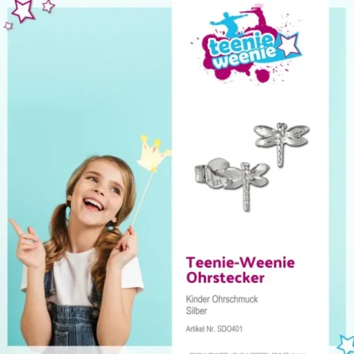 Teenie-Weenie Ohrstecker Libelle 925er Silber Kinder Ohrringe SDO401