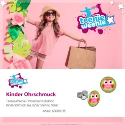Teenie-Weenie Ohrstecker Logo Print Eule rosa Kinder Ohrring 925 Silber SDO85135