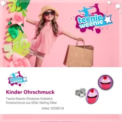 Teenie-Weenie Ohrstecker Logo Print Cupcake Kinder Ohrring 925 Silber SDO85134