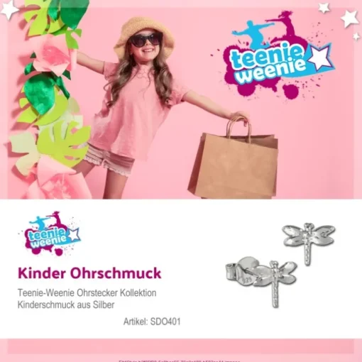Teenie-Weenie Ohrstecker Libelle 925er Silber Kinder Ohrringe SDO401