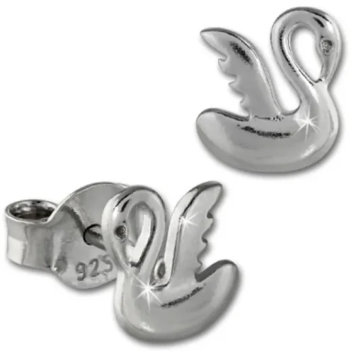 Teenie-Weenie Ohrstecker Schwan 925er Silber Kinder Ohrringe SDO403