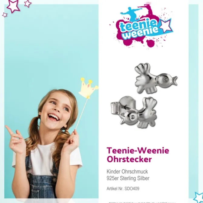 Teenie-Weenie Ohrstecker Vogel 925er Silber Kinder Ohrringe SDO409