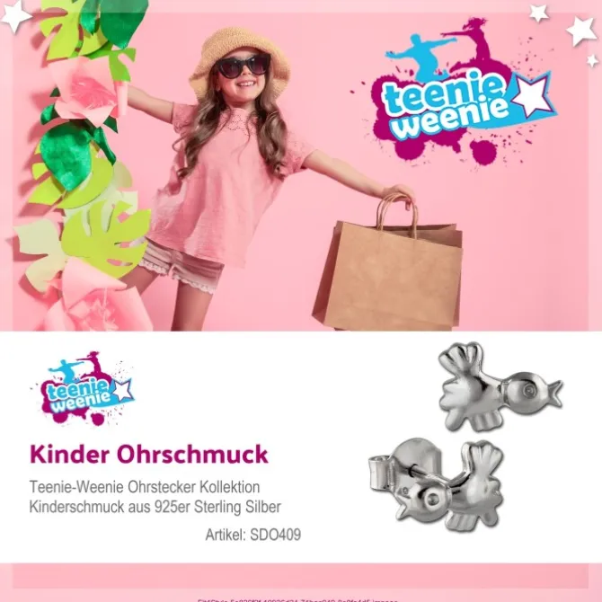 Teenie-Weenie Ohrstecker Vogel 925er Silber Kinder Ohrringe SDO409