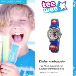 Tee-Wee Kinderuhr blau Feuerwehr 3D Kautschukband Kinder Uhren UW953B