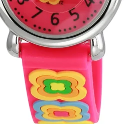 Tee-Wee Kinderuhr pink Blumen 3D Kautschukband Kinder Uhren UW365P