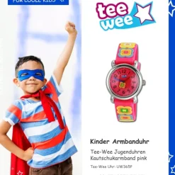 Tee-Wee Kinderuhr pink Blumen 3D Kautschukband Kinder Uhren UW365P