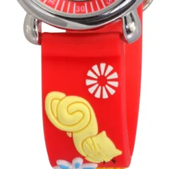 Tee-Wee Kinderuhr rot Katzen 3D Kautschukband Kinder Uhren UW243R