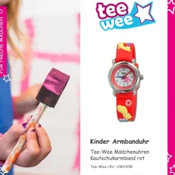 Tee-Wee Kinderuhr rot Katzen 3D Kautschukband Kinder Uhren UW243R